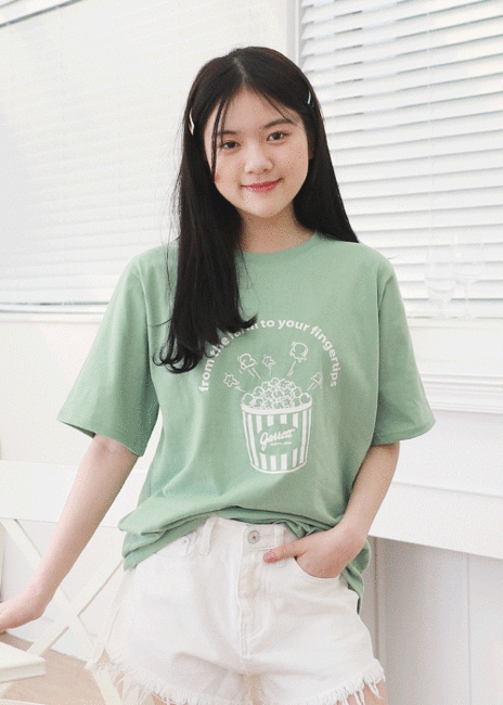 [쥬니텐]팝콘 티셔츠(머스타드,메란지,인디민트)
